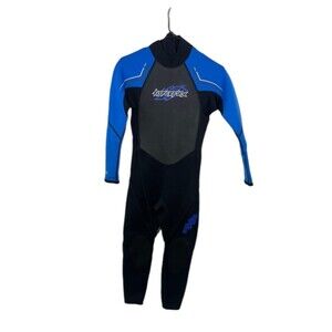 NWT Hyperflex JUNIOR Access Full Body‎ 3/2mm Back Zip Wetsuit, Black / Blue 14 *